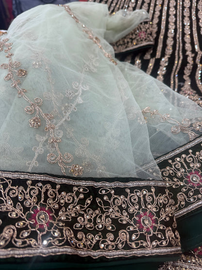 Beautiful designer bridal velvet unstitched lengha