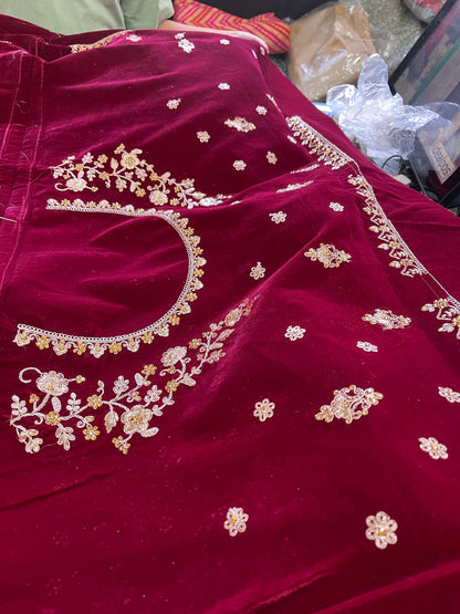 Beautiful designer bridal velvet unstitched lengha