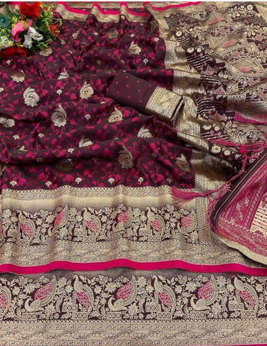 Beautiful designer pure banasari silk saree