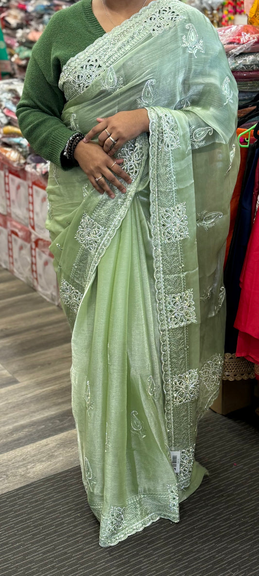 Beautiful designer cut work embroidered saree