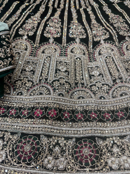 Beautiful designer bridal velvet unstitched lengha