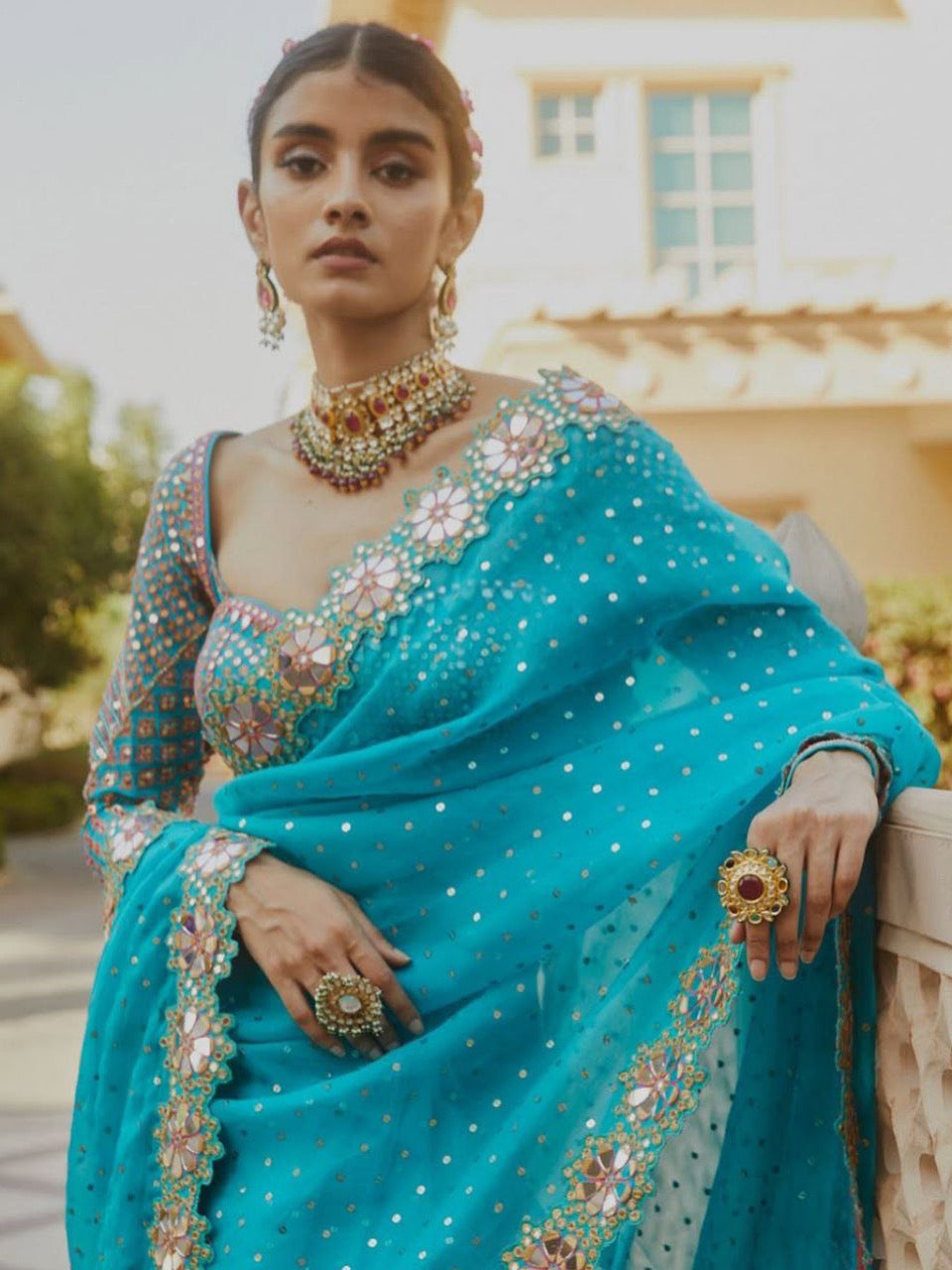 Beautiful designer saree with readymade blouse