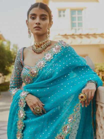 Beautiful designer saree with readymade blouse