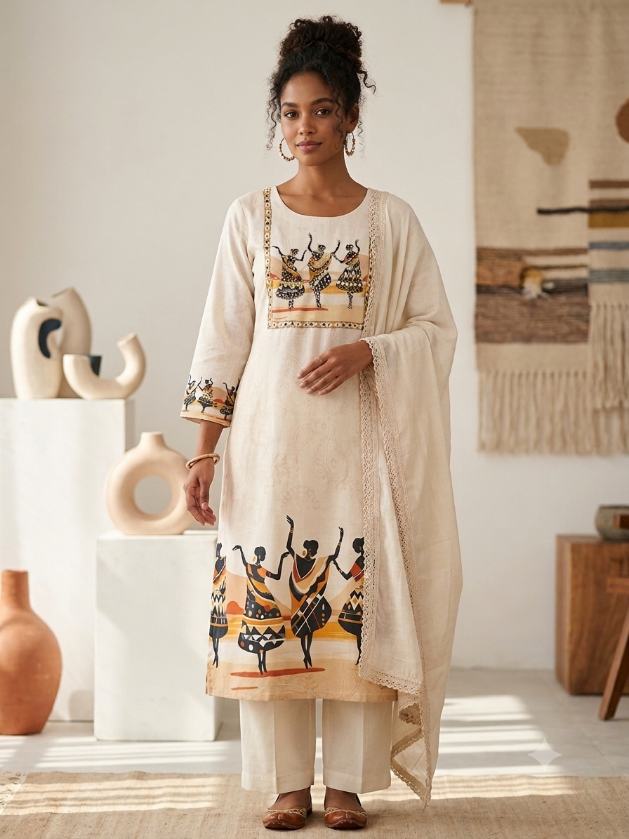 Beautiful designer Kurti pants dupatta set