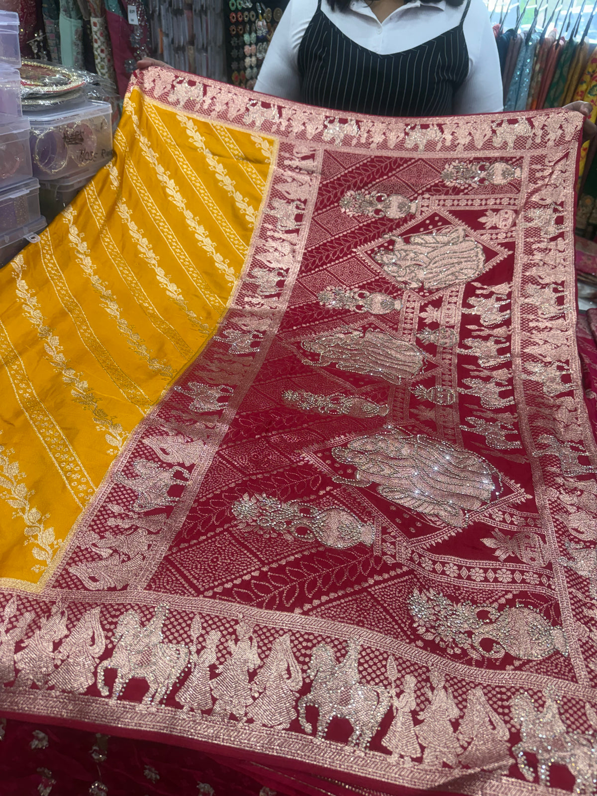 Beautiful designer silk saree with matching silk dupatta