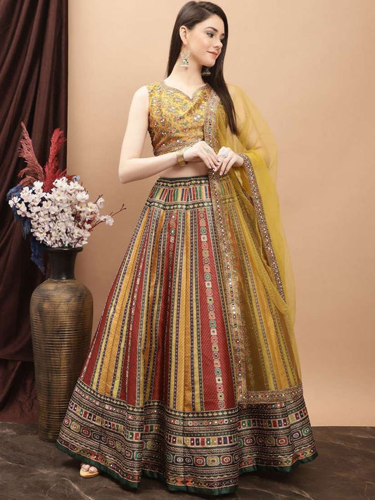 Beautiful designer digital print silk lengha choli