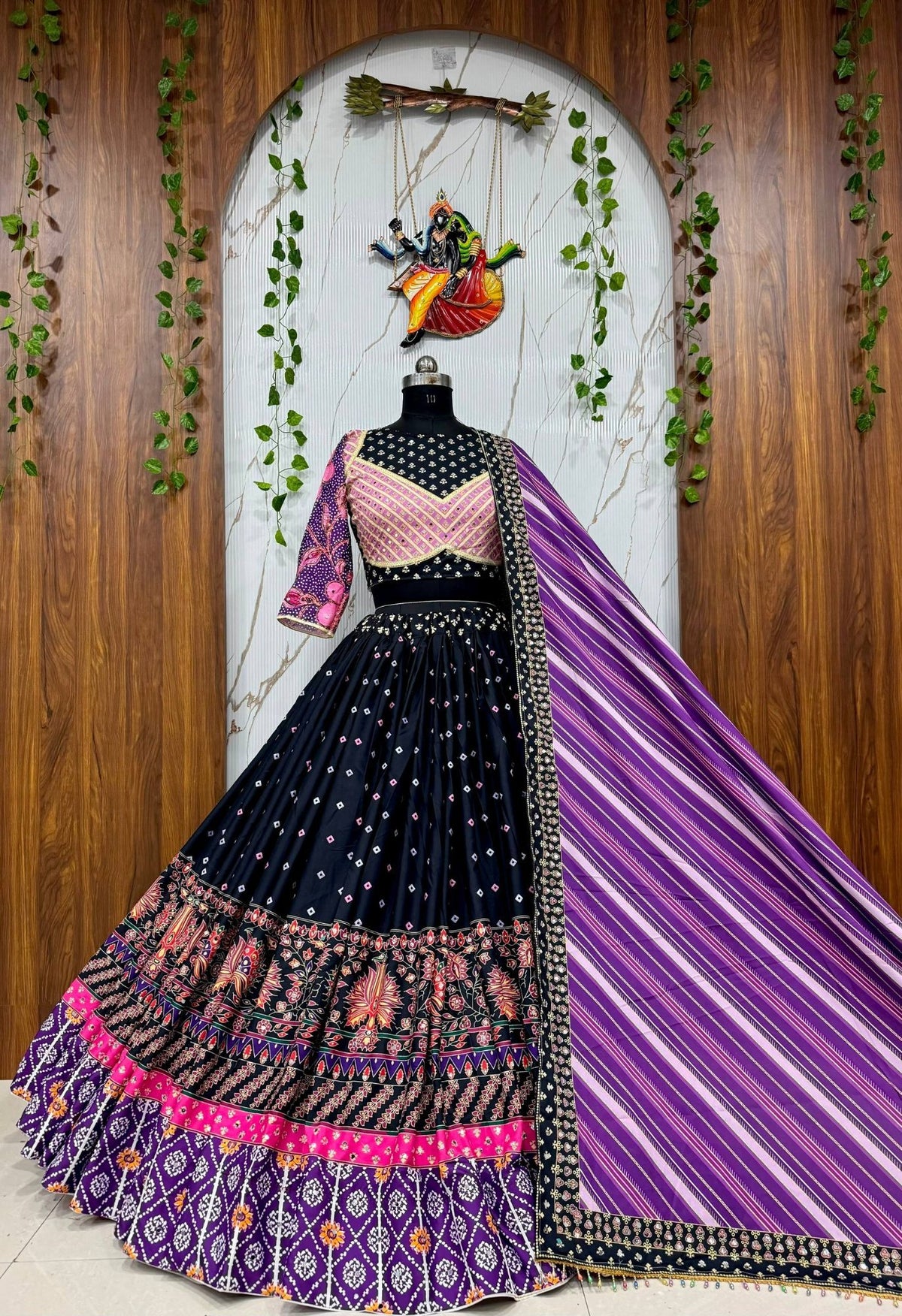 Ethnic Trending Designer Chaniya Choli for Navratri | Malai Silk with Mirror Work