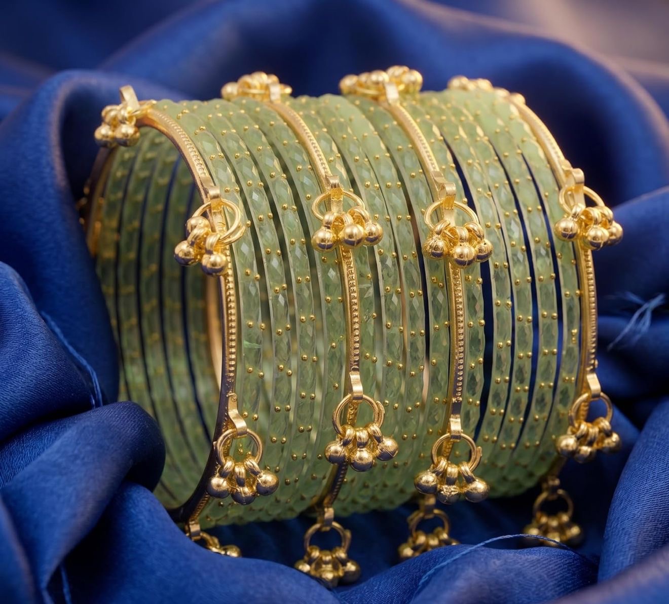 Beautiful designer raindrop bangles with Kashmiri bangles