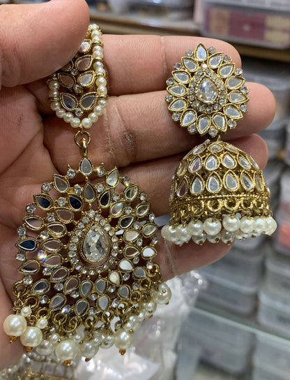 Beautiful designer jhumki earing and tikkah set