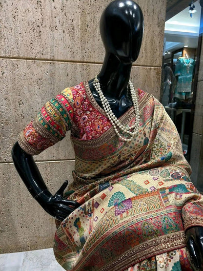 Beautiful designer Pure Kanni Silk Woven Sarees with Ready Blouse and Sabysachi Border