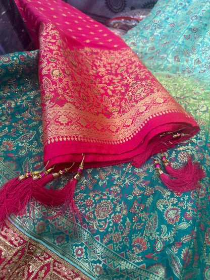 Beautiful designer semi stitch silk lengha