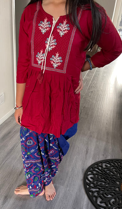 Beautiful designer kurti with punjabi salwar