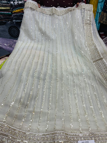 Beautiful designer sequins work net saree