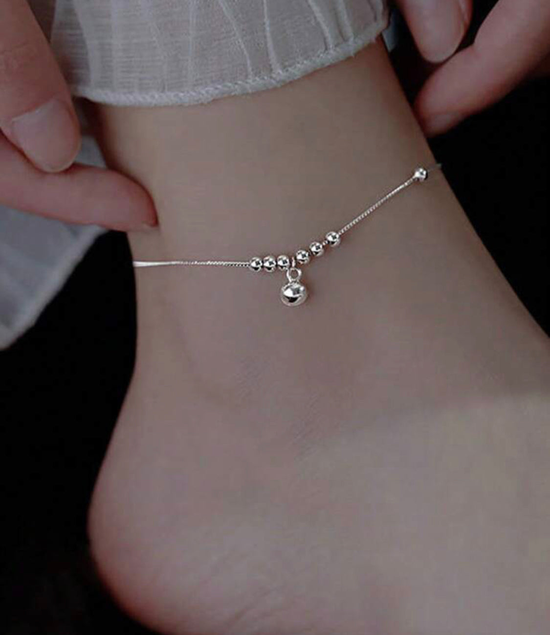 Beautiful designer 925 Sterling Silver Bell & Beads Anklets