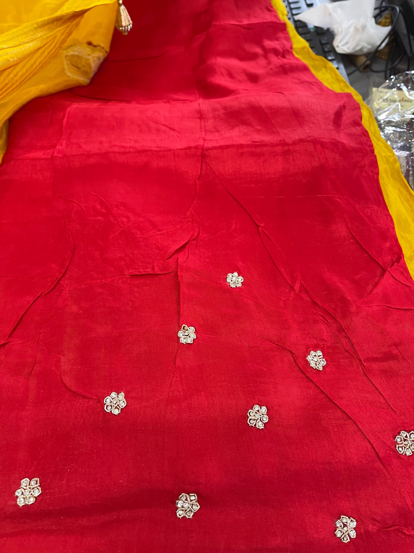 Beautiful designer hand work pure silk saree