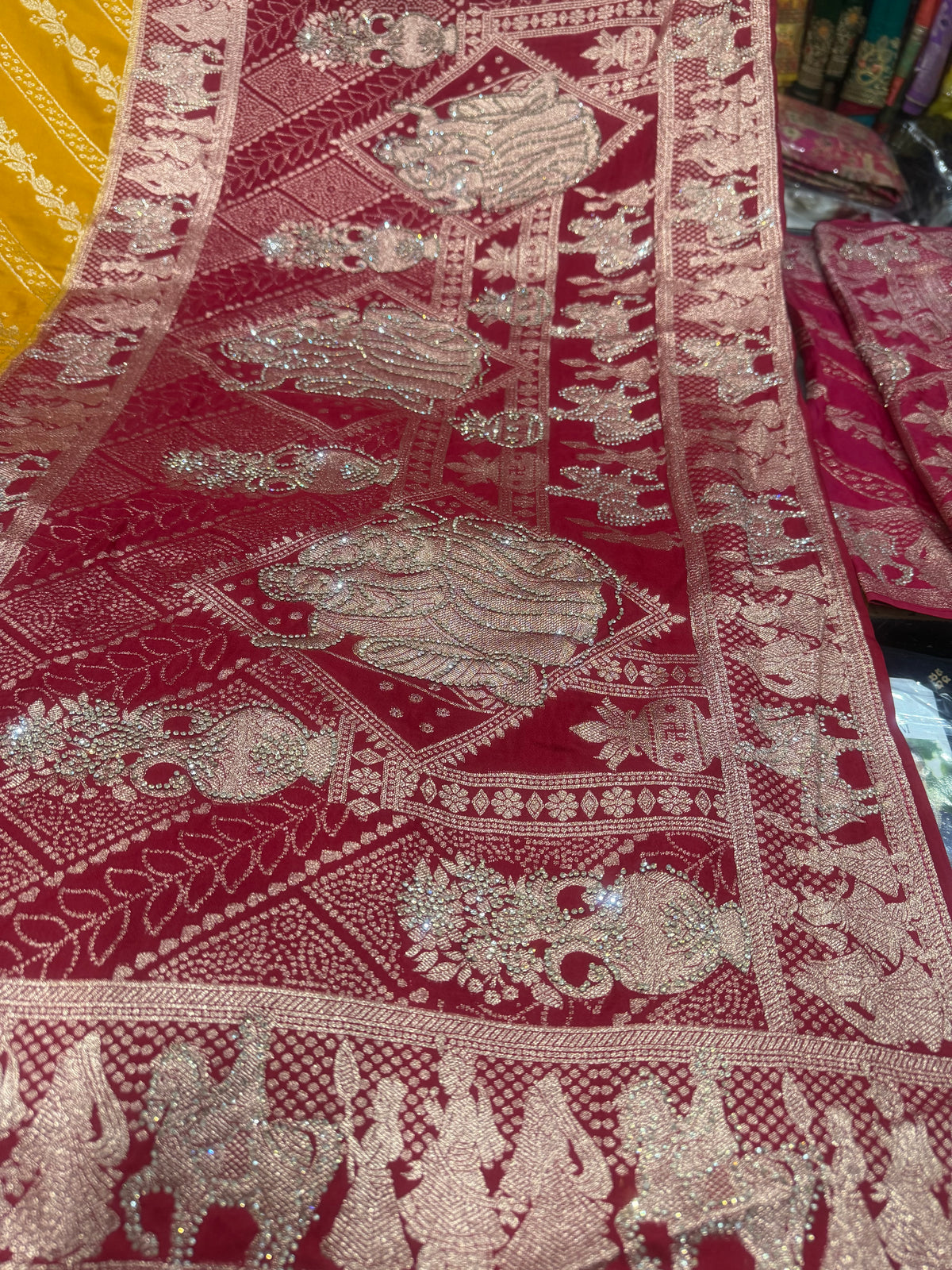 Beautiful designer silk saree with matching silk dupatta