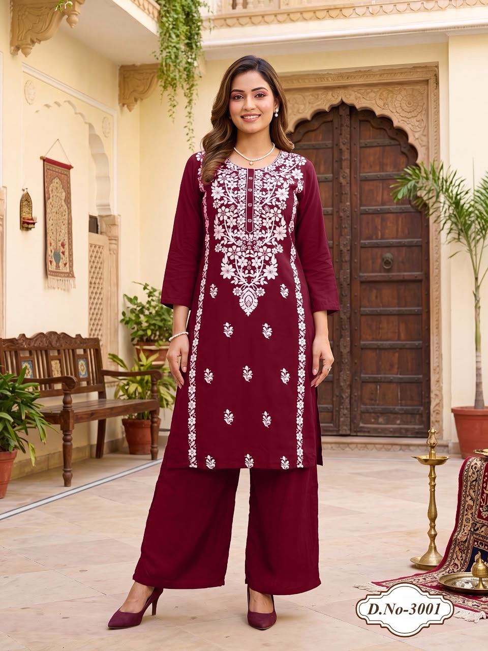 Beautiful designer lucknowi Kurti plazo