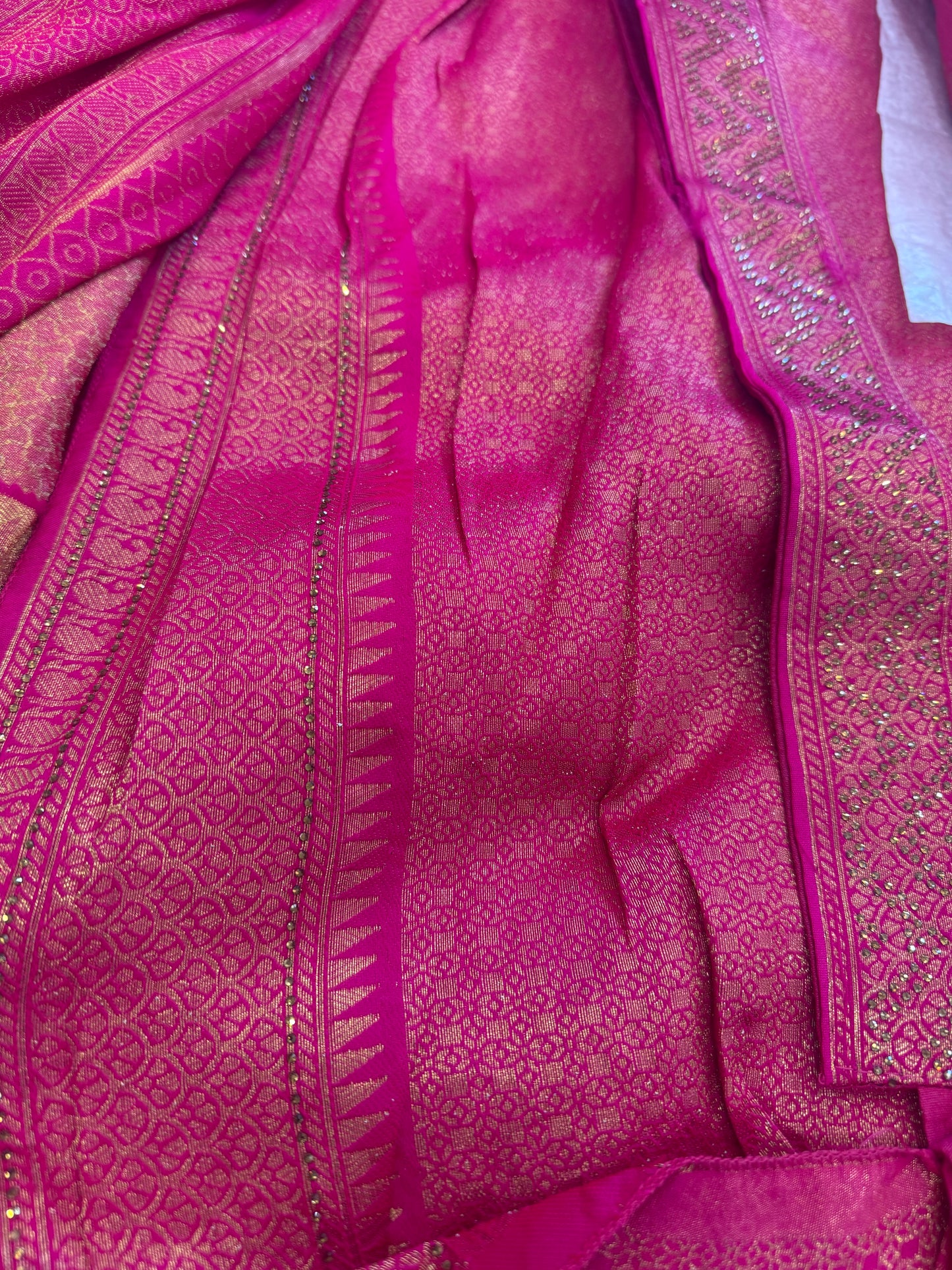 Beautiful designer embroidered silk saree with matching belt