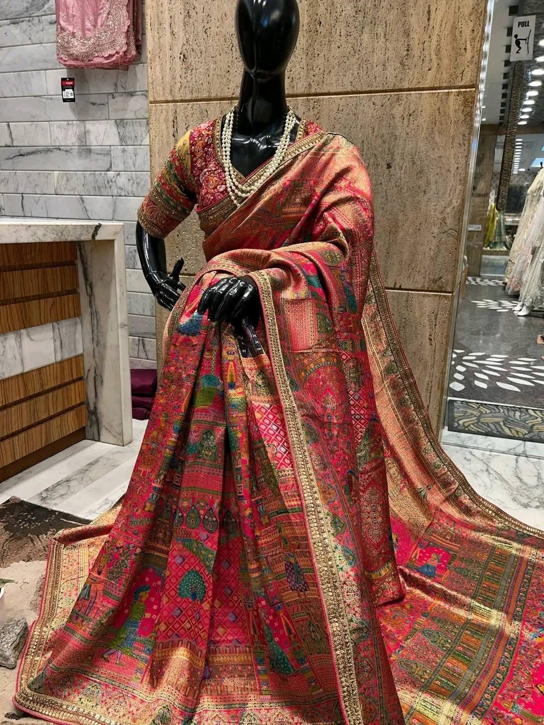 Beautiful designer Pure Kanni Silk Woven Sarees with Ready Blouse and Sabysachi Border