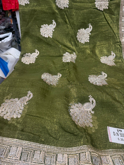 Beautiful designer hand embroidery jimmy choo  saree