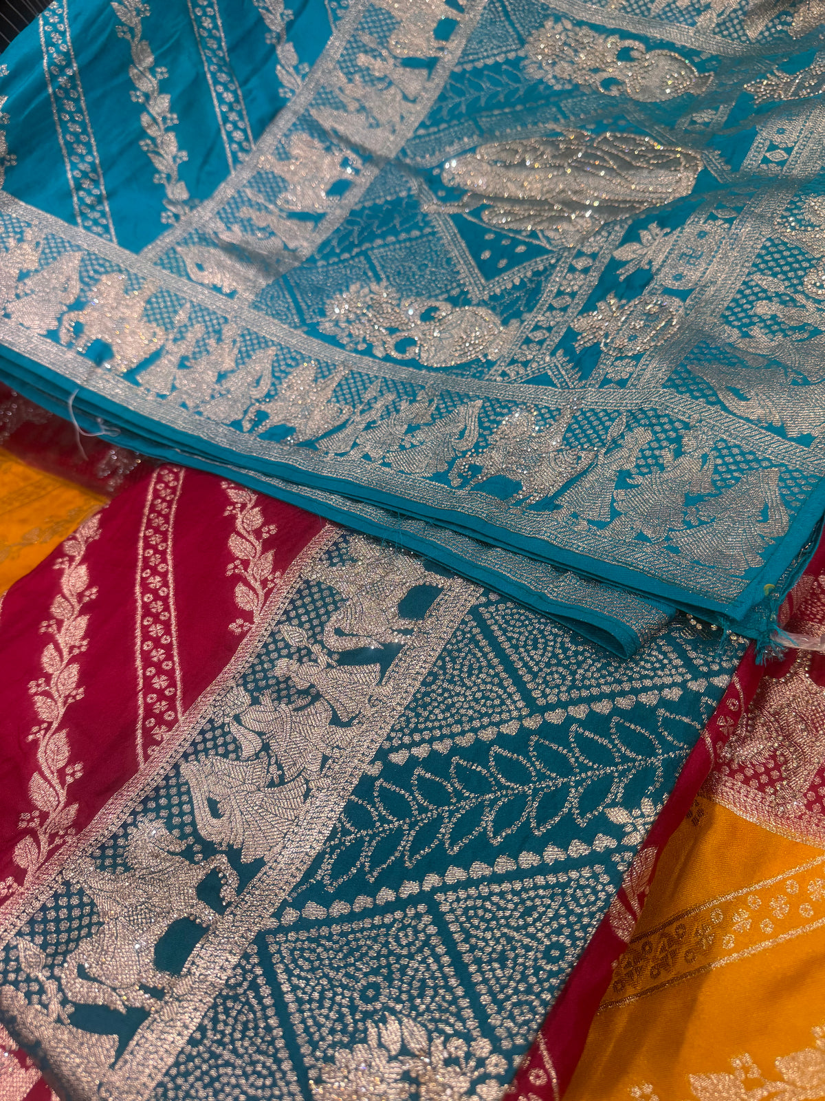 Beautiful designer silk saree with matching silk dupatta