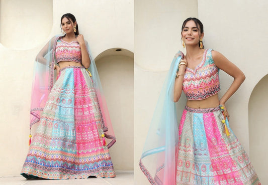 Beautiful designer digital print silk lengha choli