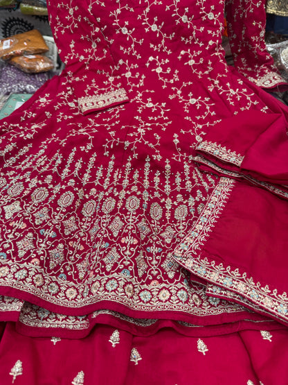 Beautiful designer peplum top plazo suit