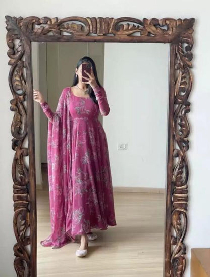 Beautiful designer gown style Kurti with dupatta