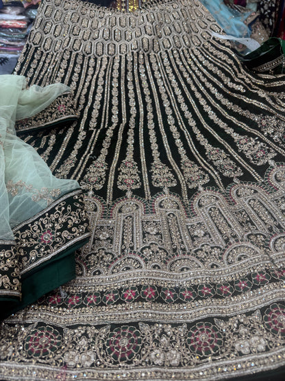 Beautiful designer bridal velvet unstitched lengha