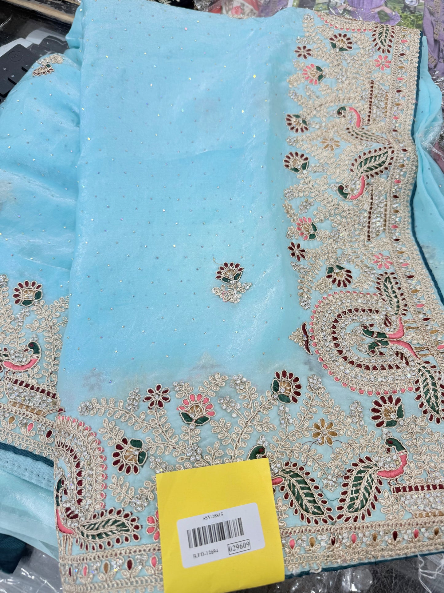Beautiful designer fully embroidery saree with unstitched embroidery blouse
