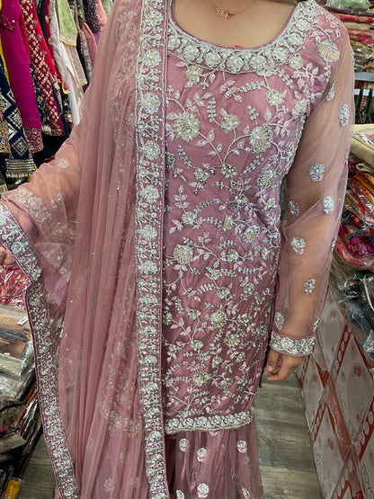 Beautiful designer heavily embroidery sharara suit