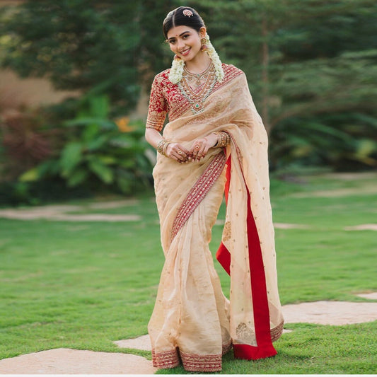 Beautiful designer organza silk saree