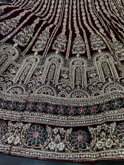 Beautiful designer bridal velvet unstitched lengha
