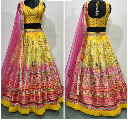 Beautiful designer digital print silk lengha choli