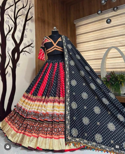 Beautiful designer Black Navratri Mirror Work Lehenga Choli