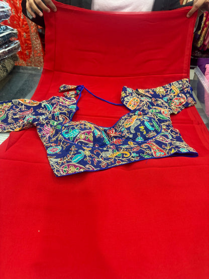 Beautiful designer saree blouse combo