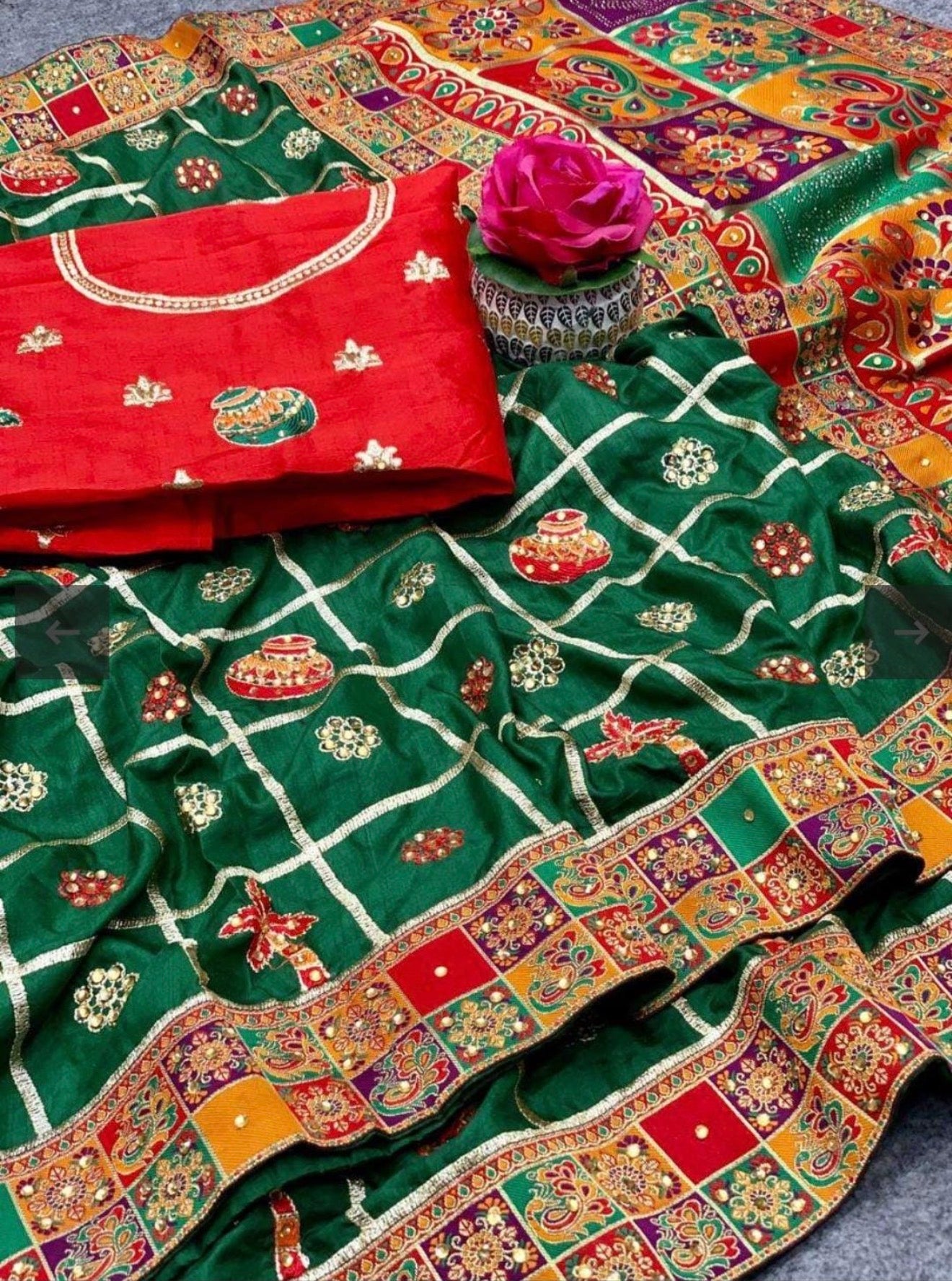 Beautiful designer SILK EMBROIDERY WORK SAREE PANETAR PATOLA