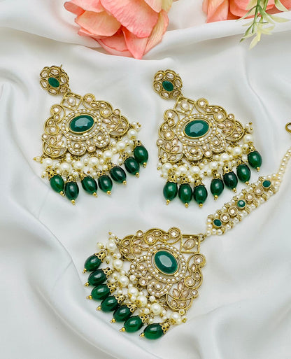 Beautiful designer polki earring tikkah/bindi