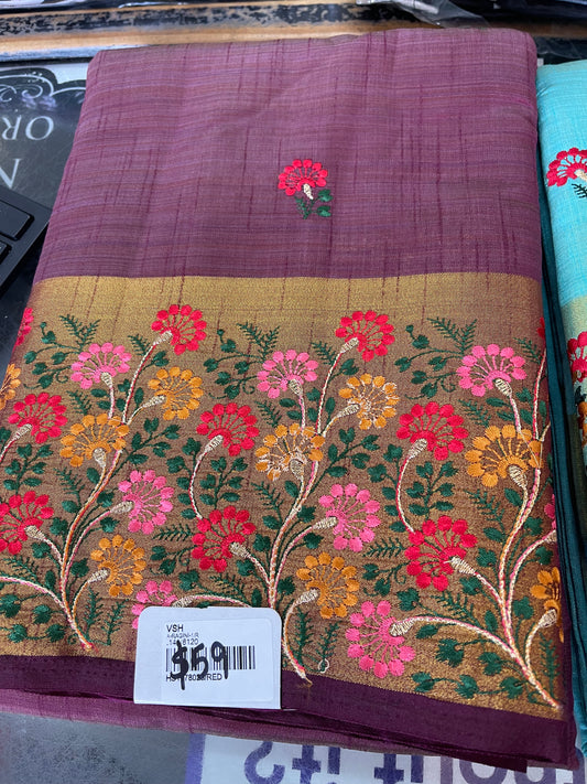 Beautiful designer embroidery silk saree.