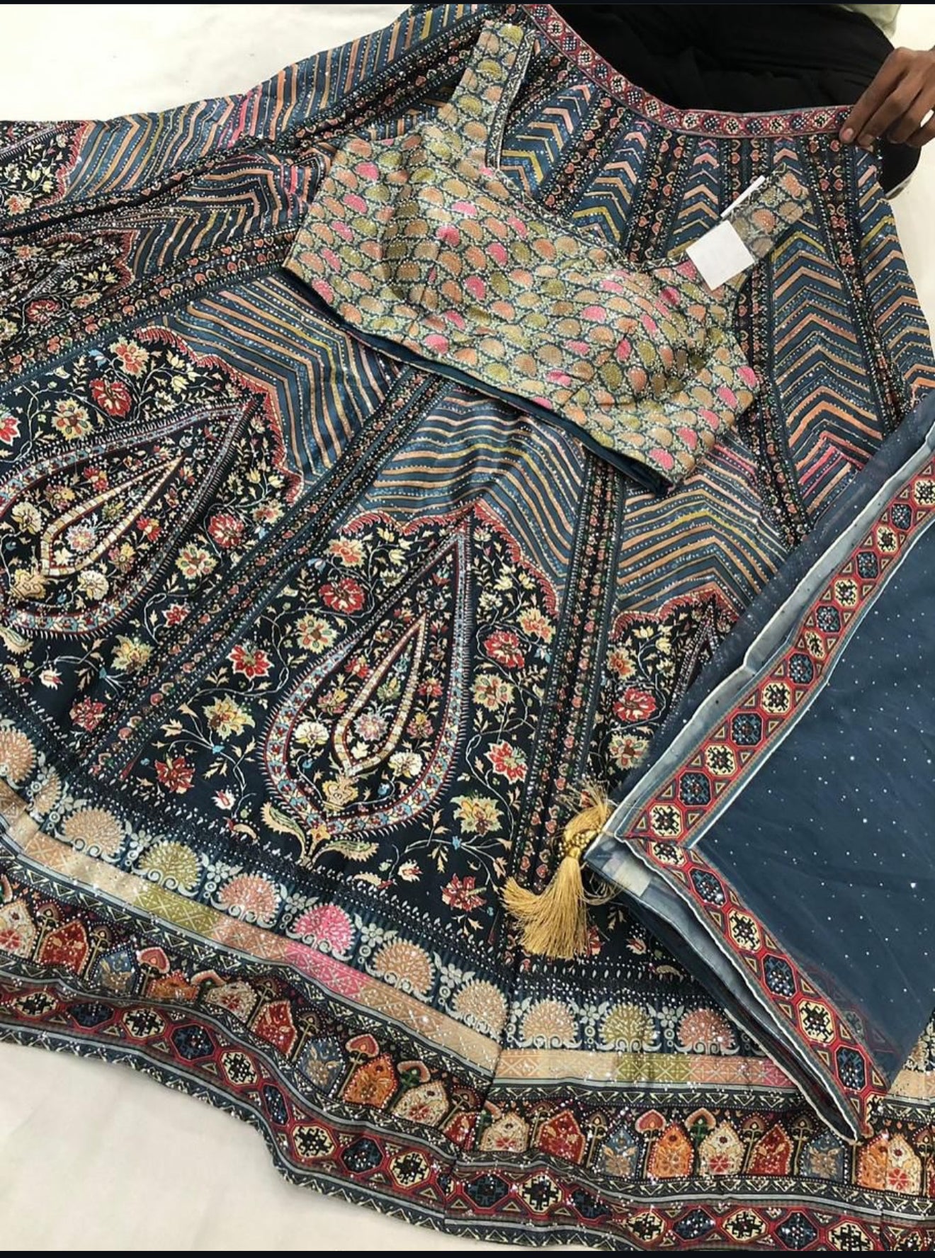 Beautiful designer digital print silk lengha choli