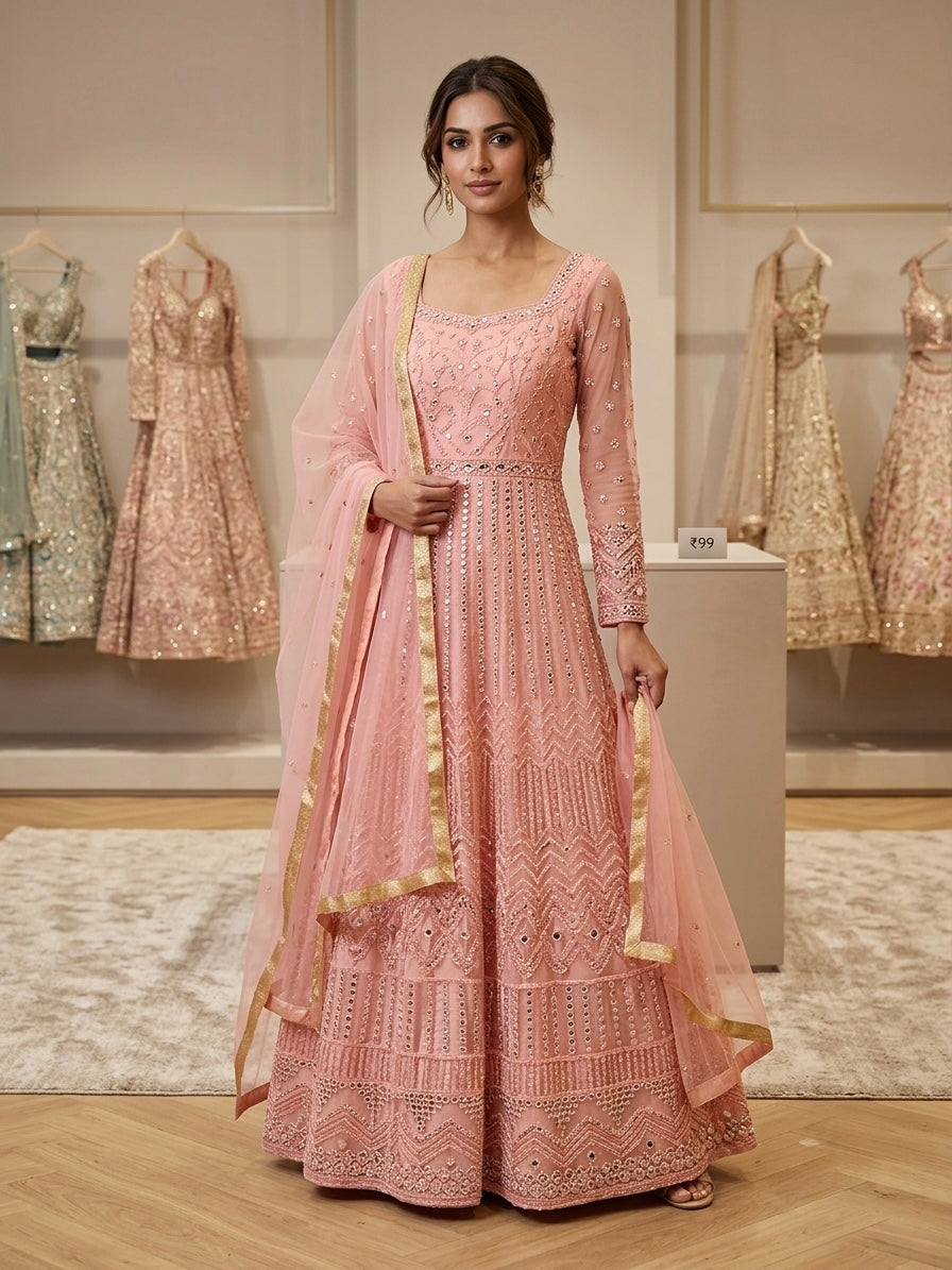 Beautiful designer gown style anarkali suit