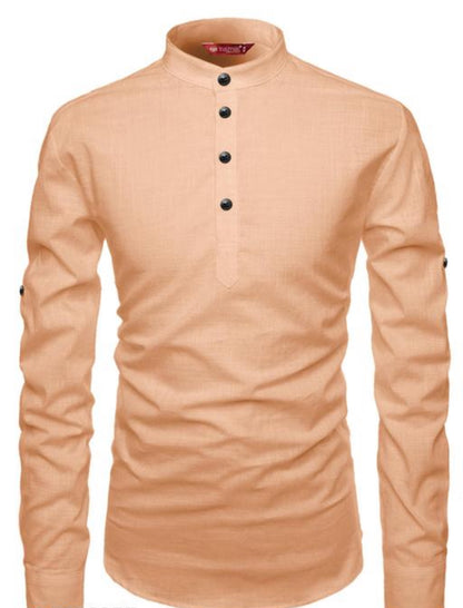 Beautiful designer Men's Slim Fit Full Sleeve Yellow Cotton Short Kurta