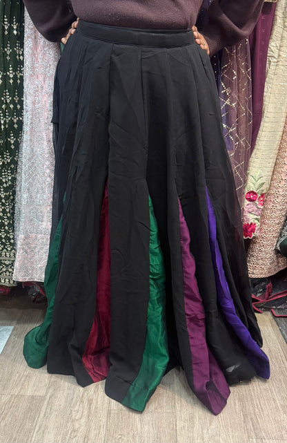 Black Multi-Panel Lehenga Choli with Embroidered Jacket