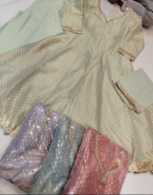 Beautiful designer flare top plazo suit