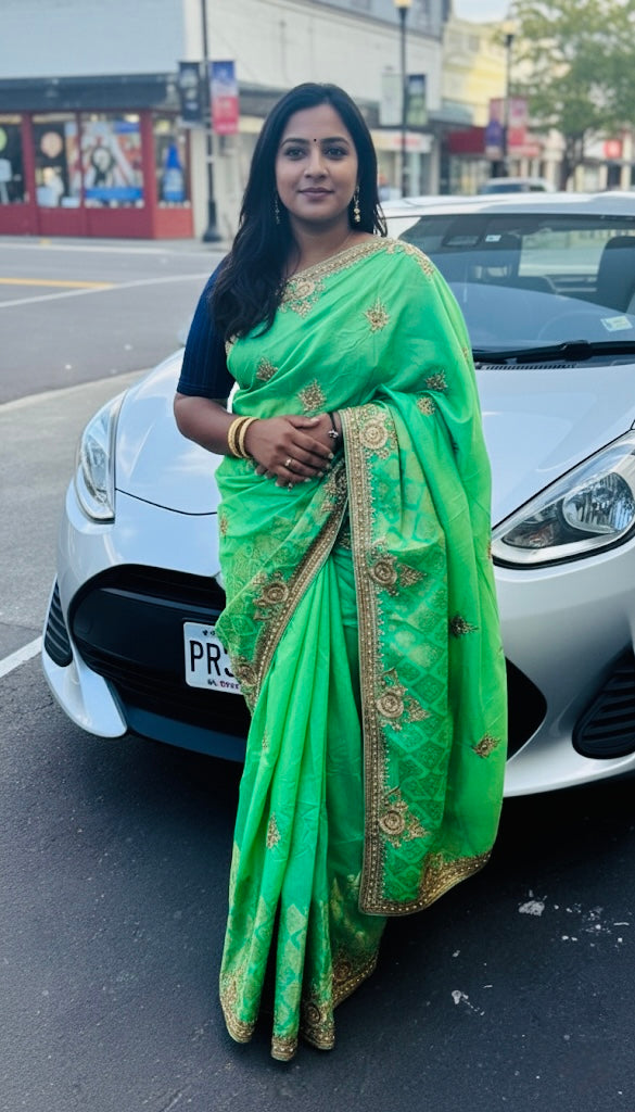 Beautiful designer heavily embroidery silk saree