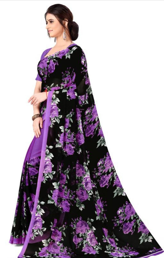 Beautiful designer floral geogrette saree