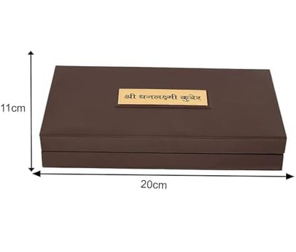 Beautiful Gold Plated Shree Dhan Laxmi Kuber Charan Paduka Yantra | Devotional Prayer Box | Wooden Momento Decorative Showpiece Box Packing| Diwali Gifting Charan Paduka (Shree Dhan Laxmi Kuber)