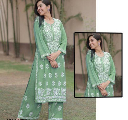 Beautiful designer lucknowi embroidery Kurti plazo