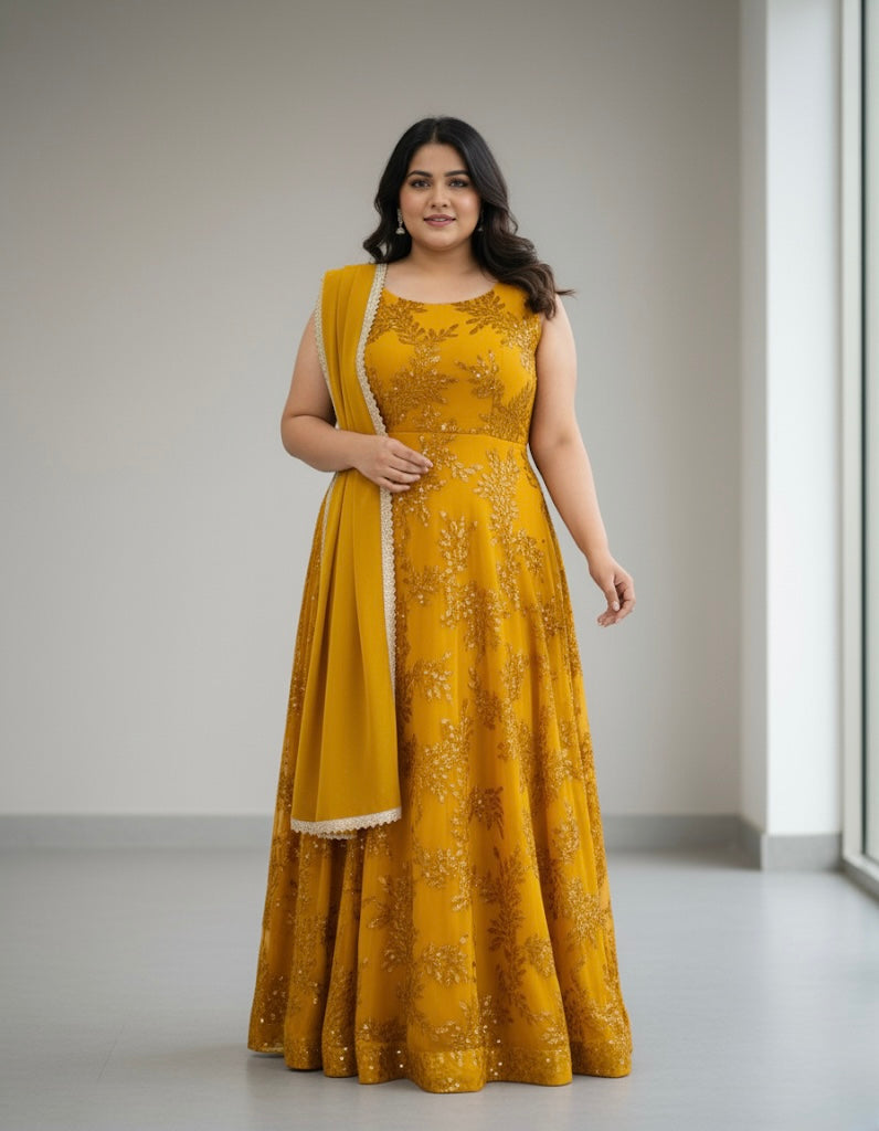 Beautiful designer sequins work indo western gown