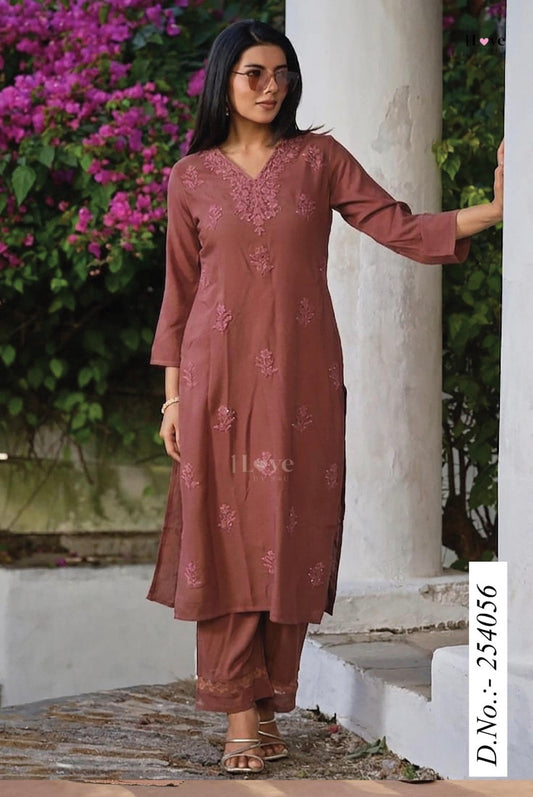 Beautiful designer Lucknowi embroidery Kurti plazo
